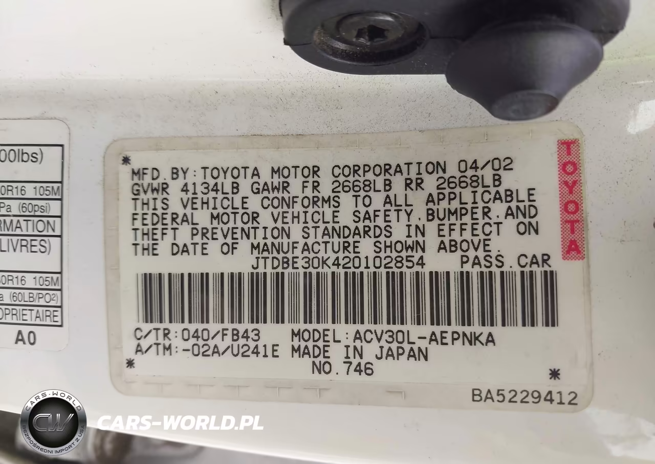 2002 Toyota Camry Le VIN:JTDBE30K420102854 - 9