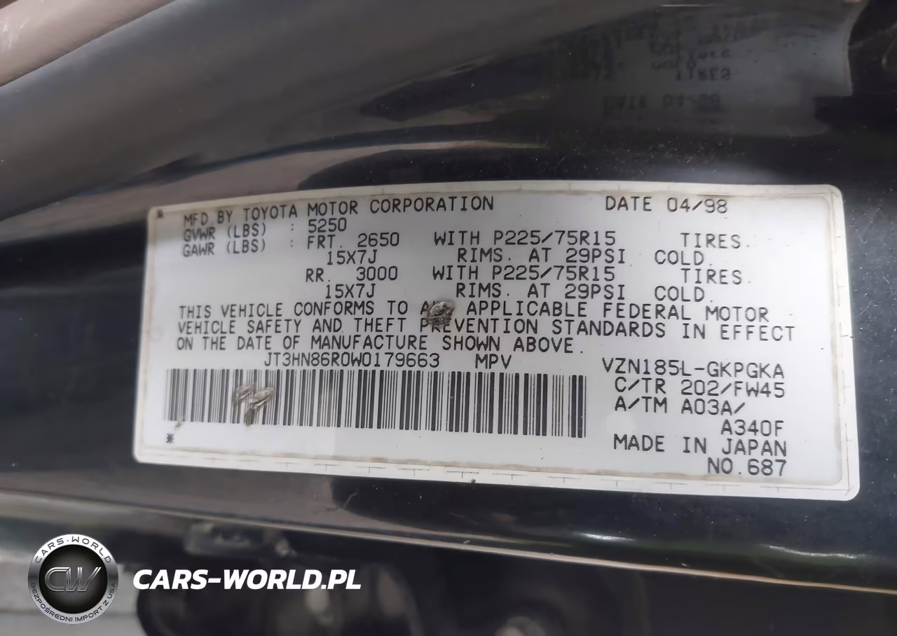 1998 Toyota 4Runner Sr5 V6 VIN:JT3HN86R0W0179663 - 9