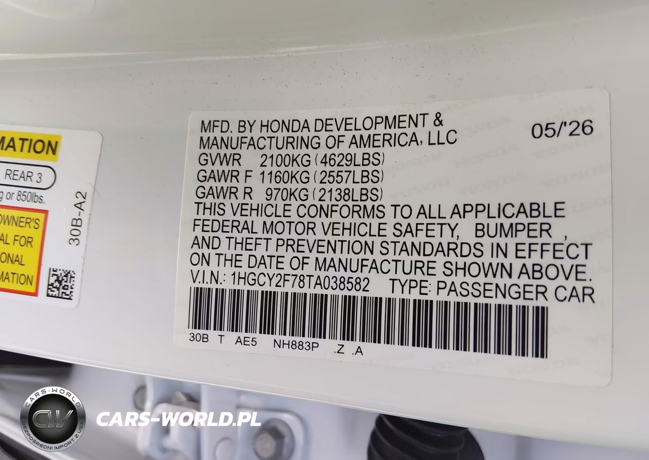 2026 Honda Accord Hybrid Sport-L VIN:1HGCY2F78TA038582 - 9