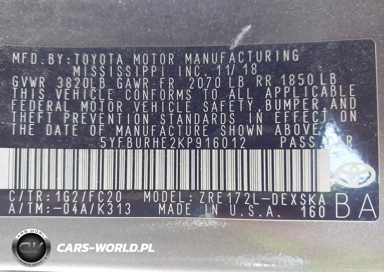 2019 Toyota Corolla Se VIN:5YFBURHE2KP916012 - 9