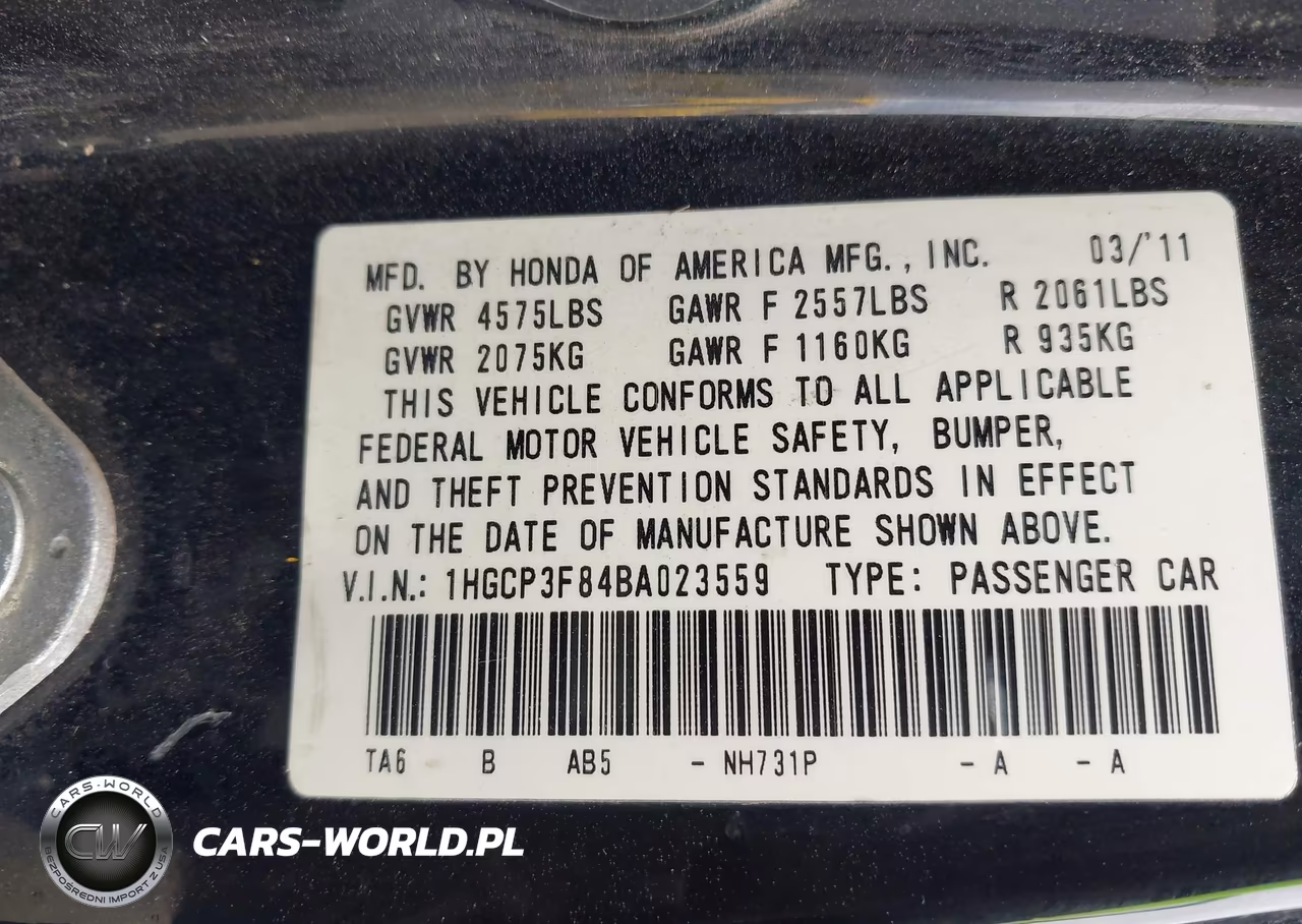 2011 Honda Accord 3.5 Ex-L VIN:1HGCP3F84BA023559 - 9