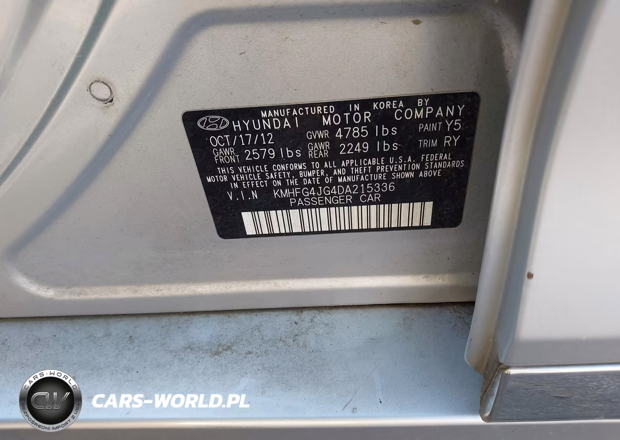2013 Hyundai Azera VIN:KMHFG4JG4DA215336 - 9