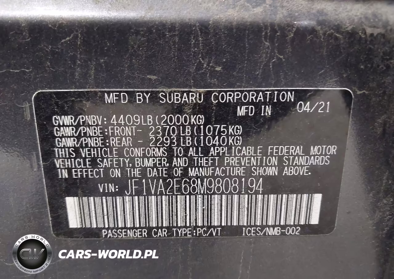2021 Subaru Wrx Sti VIN:JF1VA2E68M9808194 - 9