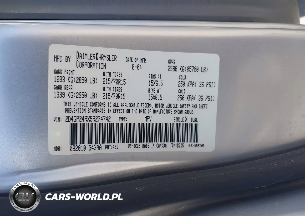 2005 Dodge Grand Caravan Se VIN:2D4GP24RX5R274742 - 9