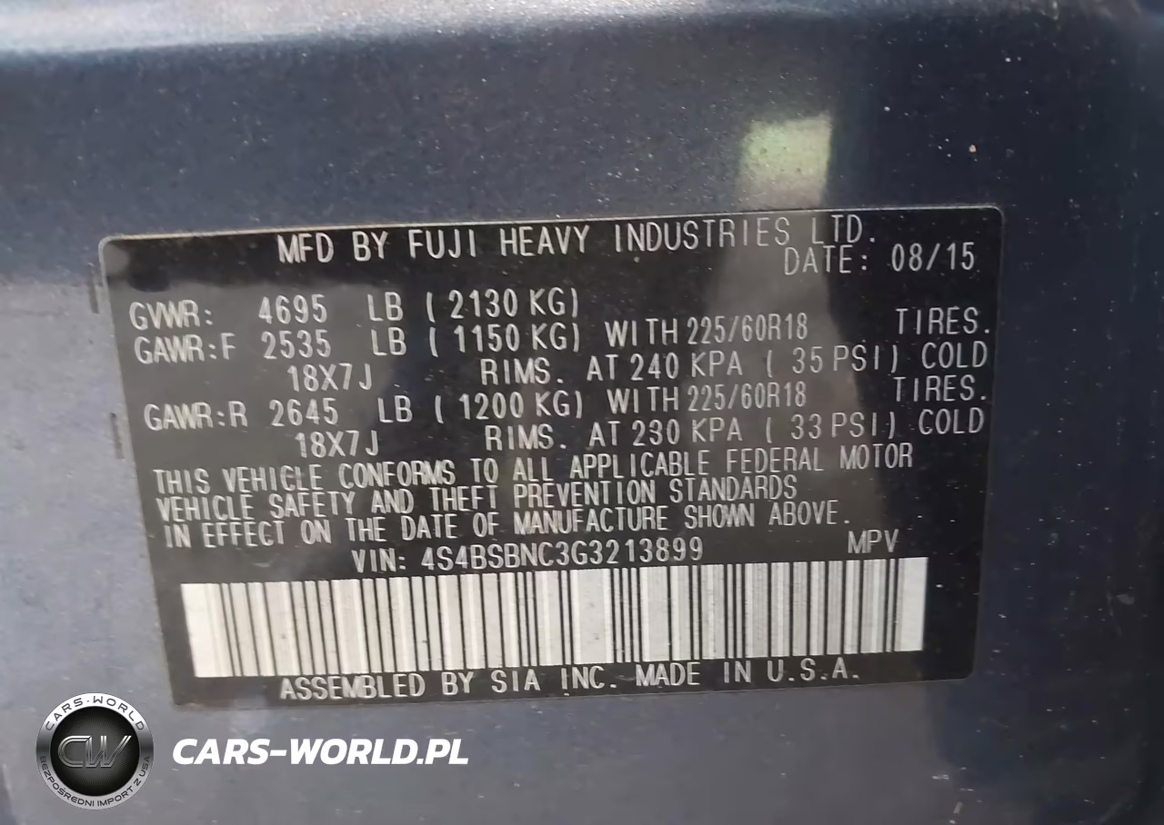2016 Subaru Outback 2.5I Limited VIN:4S4BSBNC3G3213899 - 9