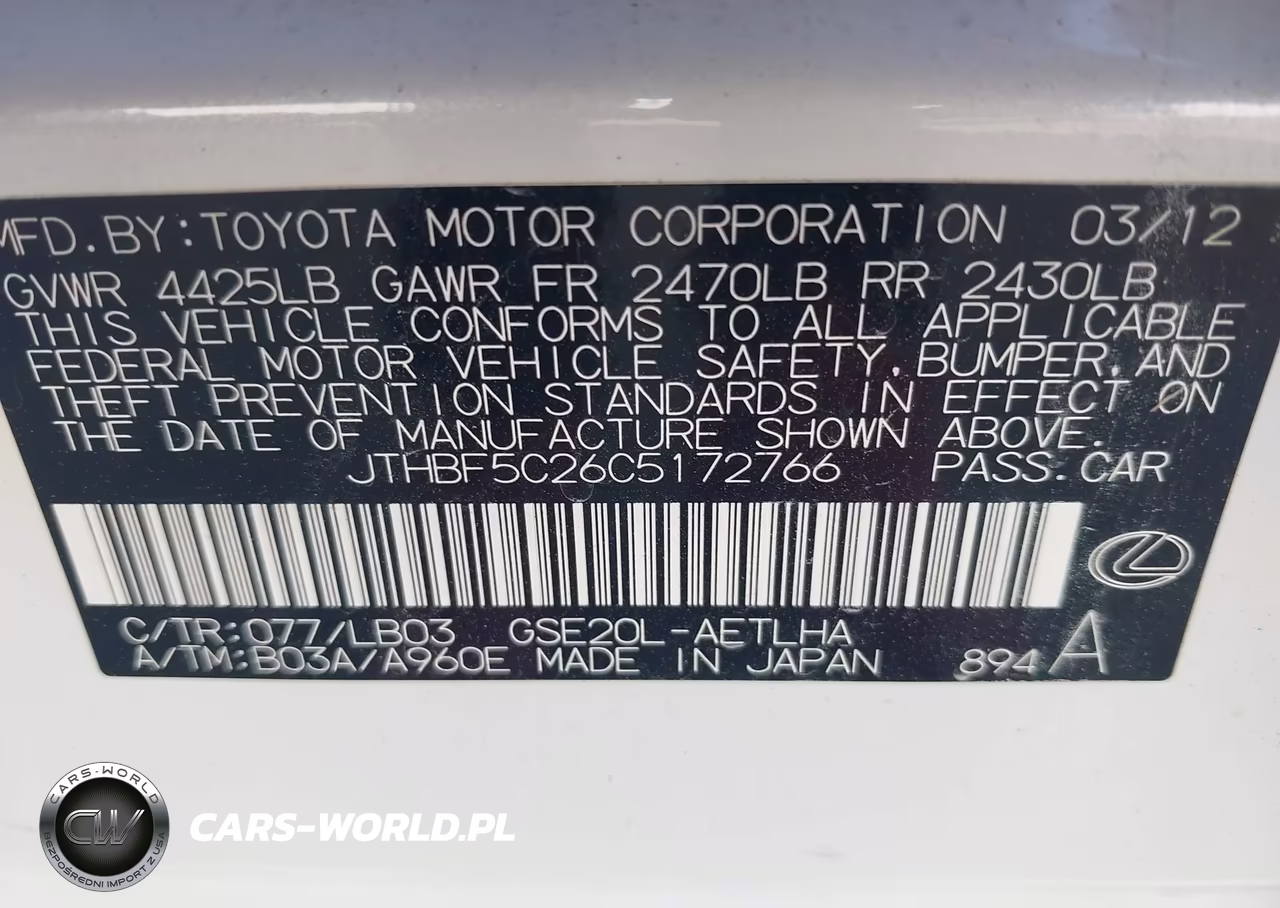 2012 Lexus Is 250 VIN:JTHBF5C26C5172766 - 9