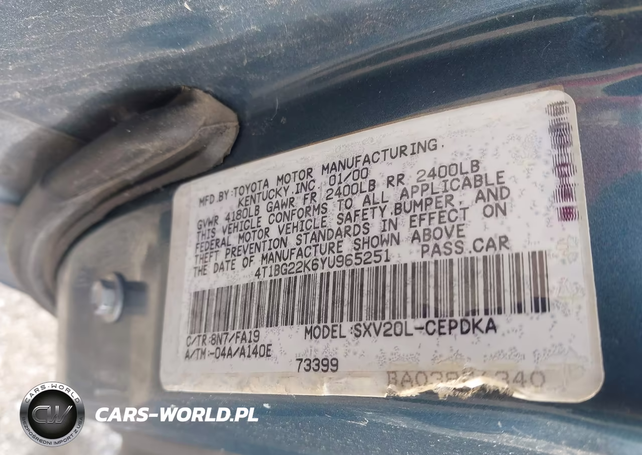 2000 Toyota Camry Ce-Le-Xle VIN:4T1BG22K6YU965251 - 9