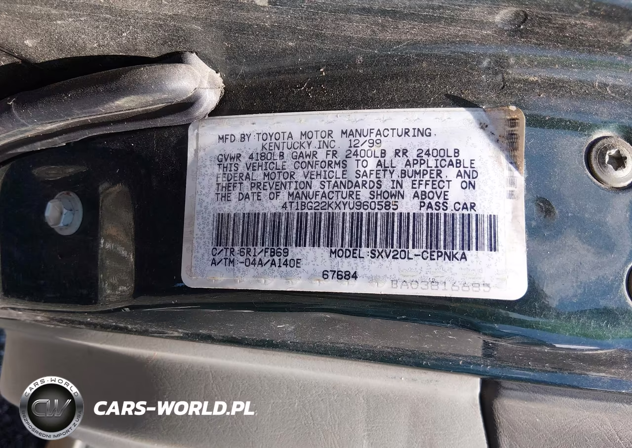 2000 Toyota Camry Le VIN:4T1BG22KXYU960585 - 9