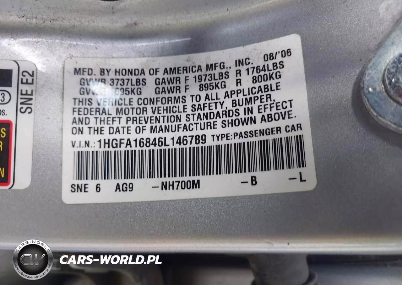 2006 Honda Civic Ex VIN:1HGFA16846L146789 - 9