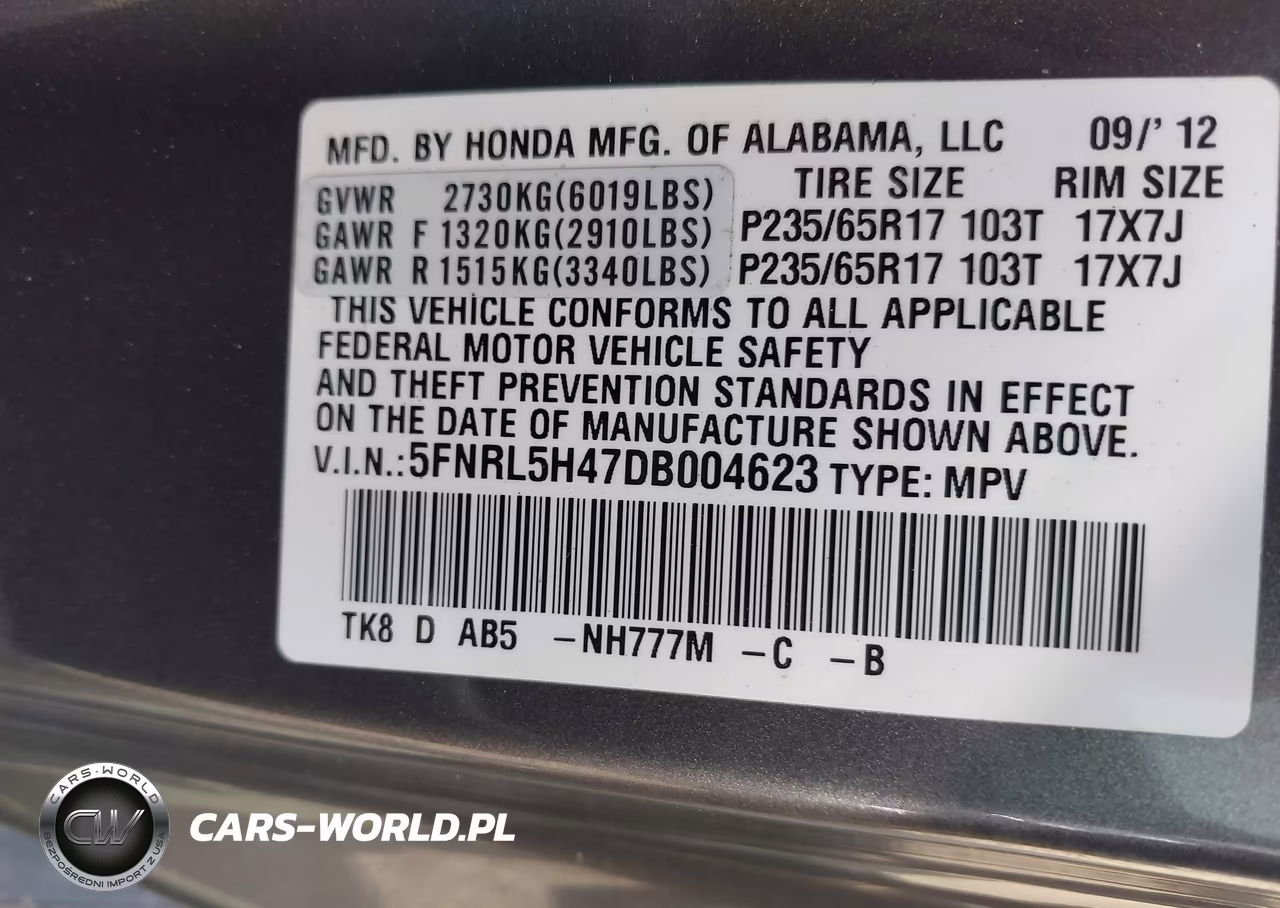 2013 Honda Odyssey Ex VIN:5FNRL5H47DB004623 - 9