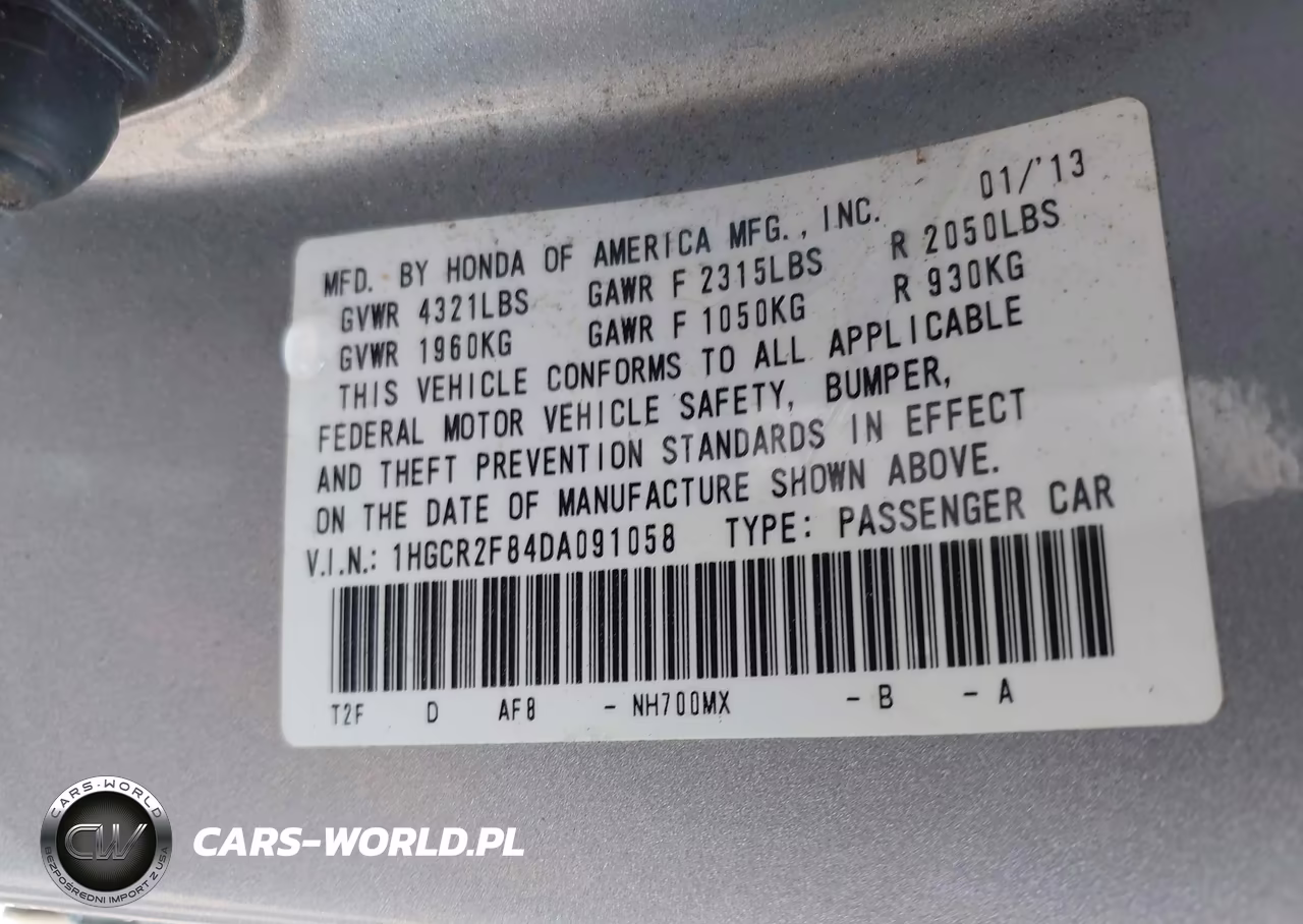 2013 Honda Accord Ex-L VIN:1HGCR2F84DA091058 - 9