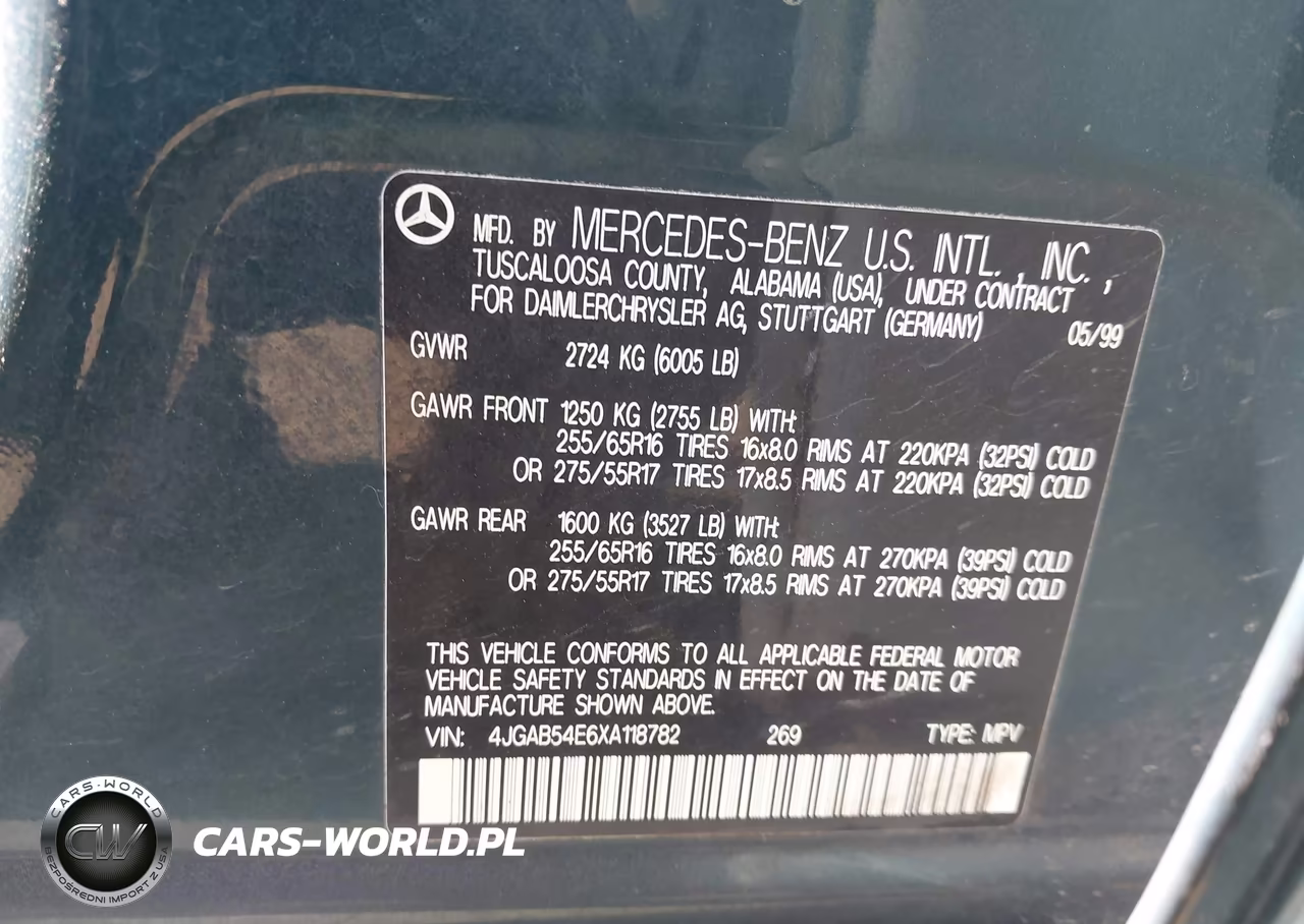1999 Mercedes-Benz Ml 320 VIN:4JGAB54E6XA118782 - 9