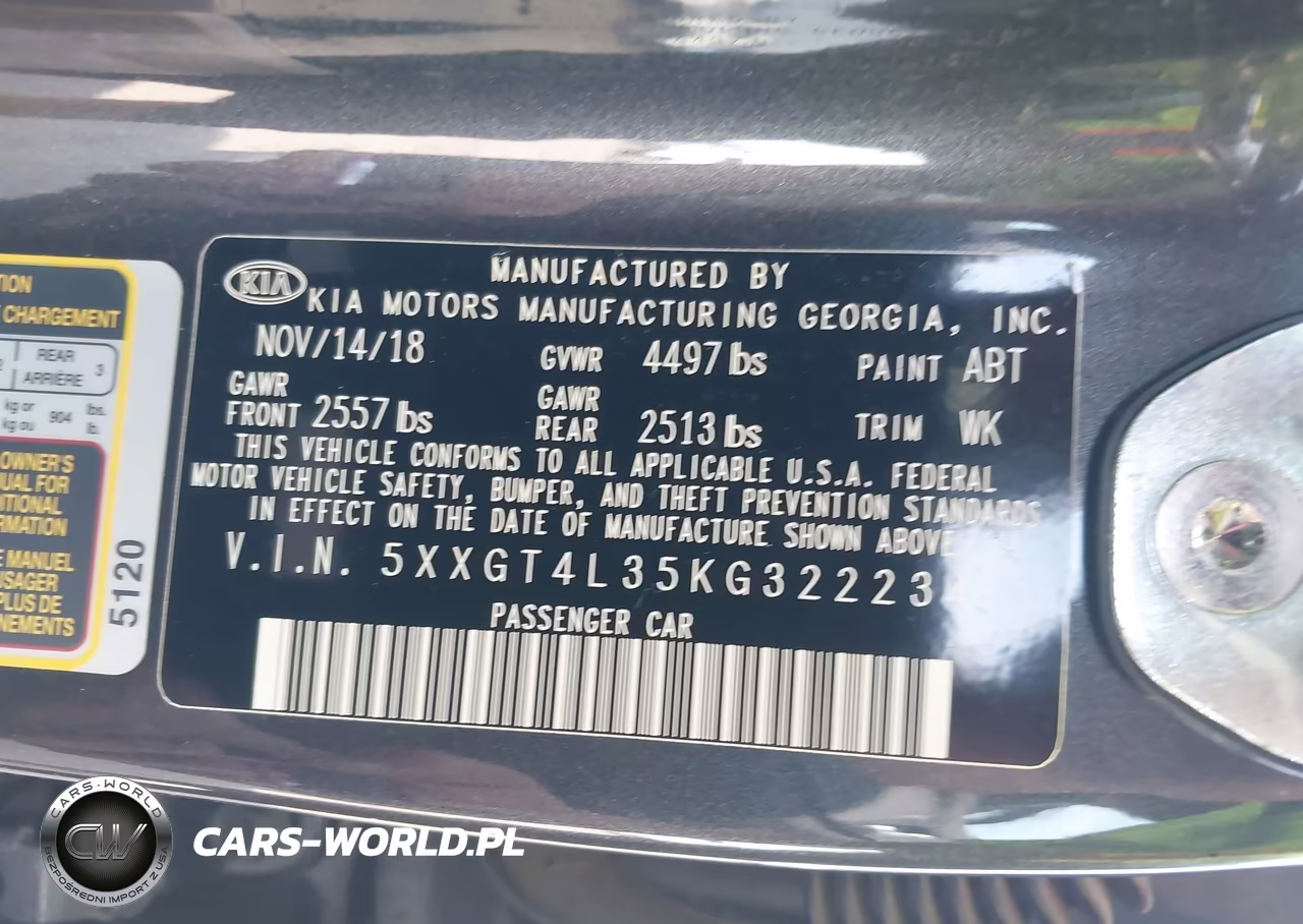 2019 Kia Optima Lx VIN:5XXGT4L35KG322234 - 9