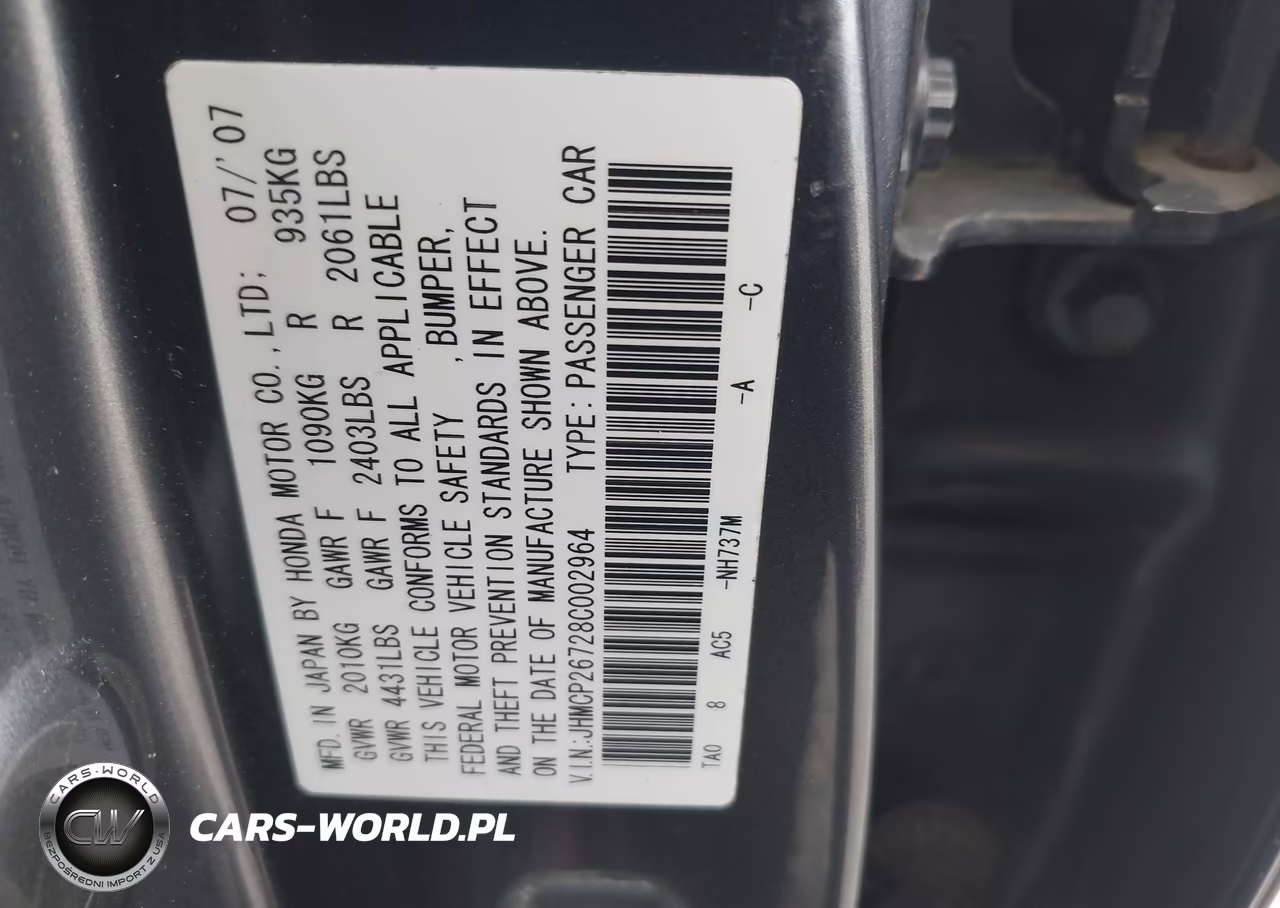2008 Honda Accord 2.4 Ex VIN:JHMCP26728C002964 - 9