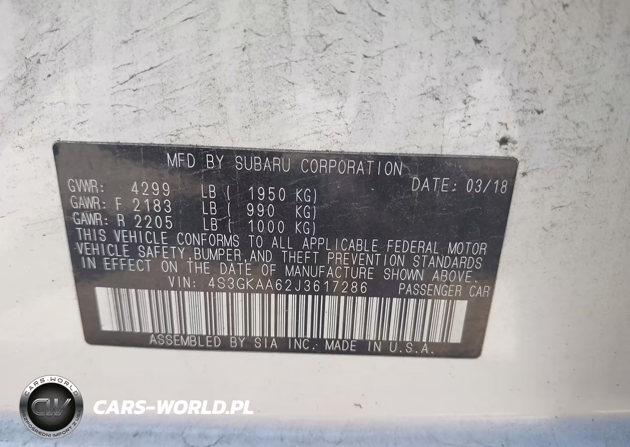 2018 Subaru Impreza 2.0I VIN:4S3GKAA62J3617286 - 9