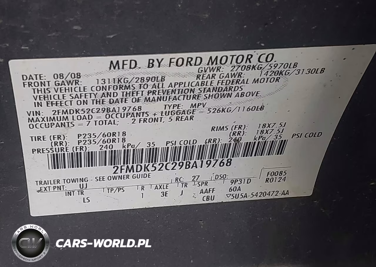 2009 Ford Flex Sel VIN:2FMDK52C29BA19768 - 9