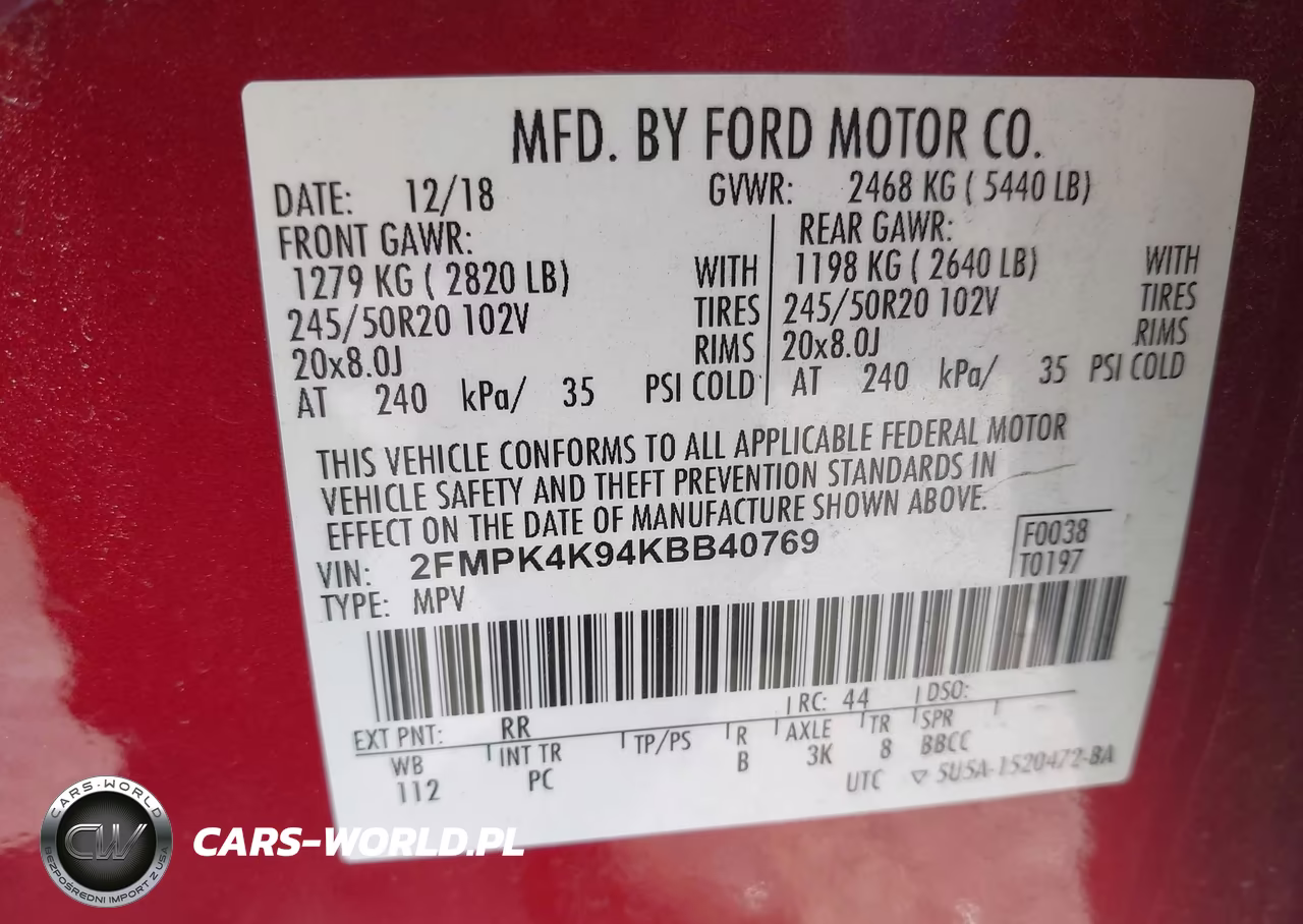 2019 Ford Edge Titanium VIN:2FMPK4K94KBB40769 - 9