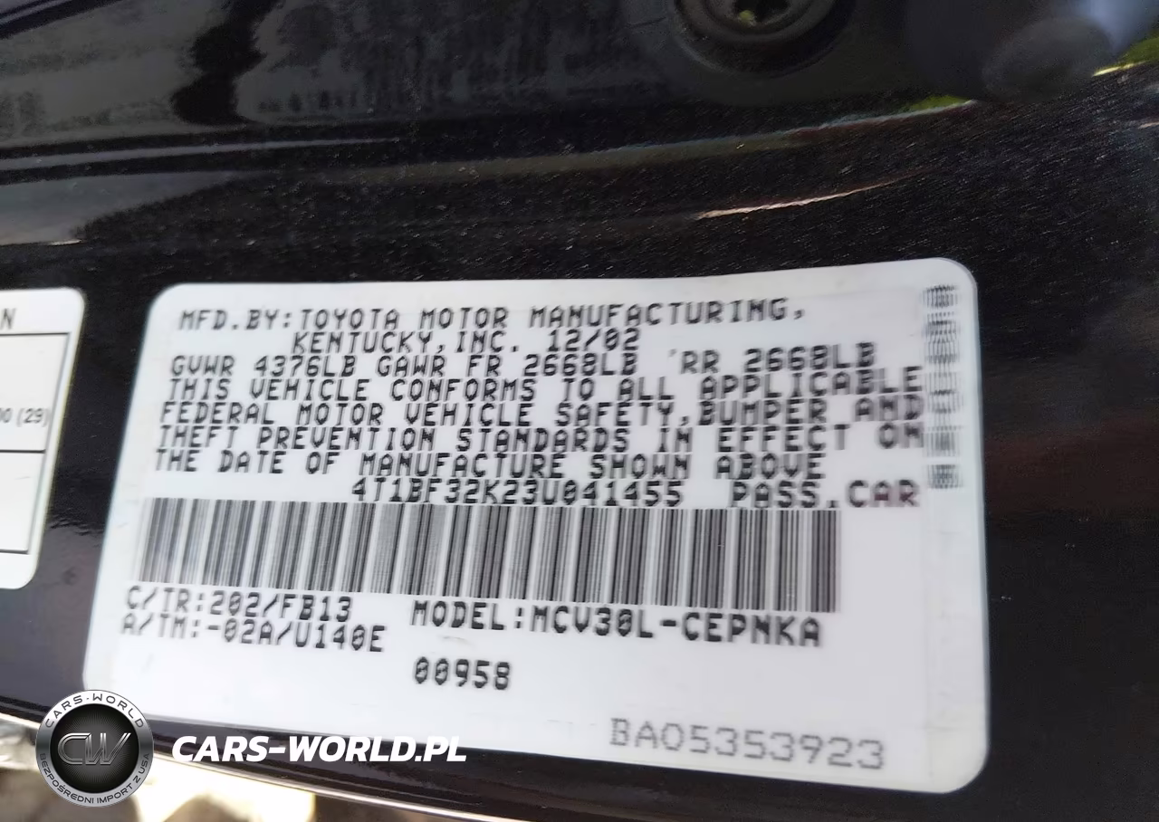 2003 Toyota Camry Le V6 VIN:4T1BF32K23U041455 - 9