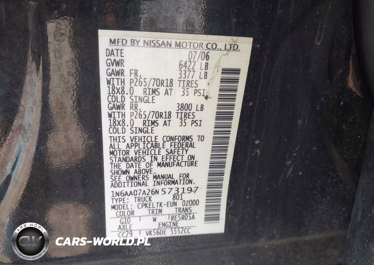 2006 Nissan Titan Se VIN:1N6AA07A26N573197 - 9