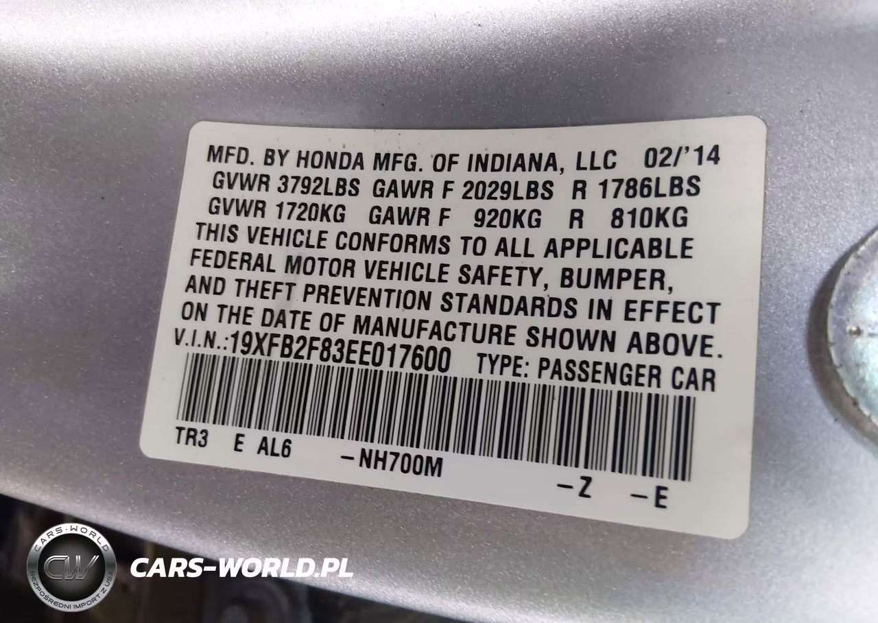2014 Honda Civic Ex VIN:19XFB2F83EE017600 - 9