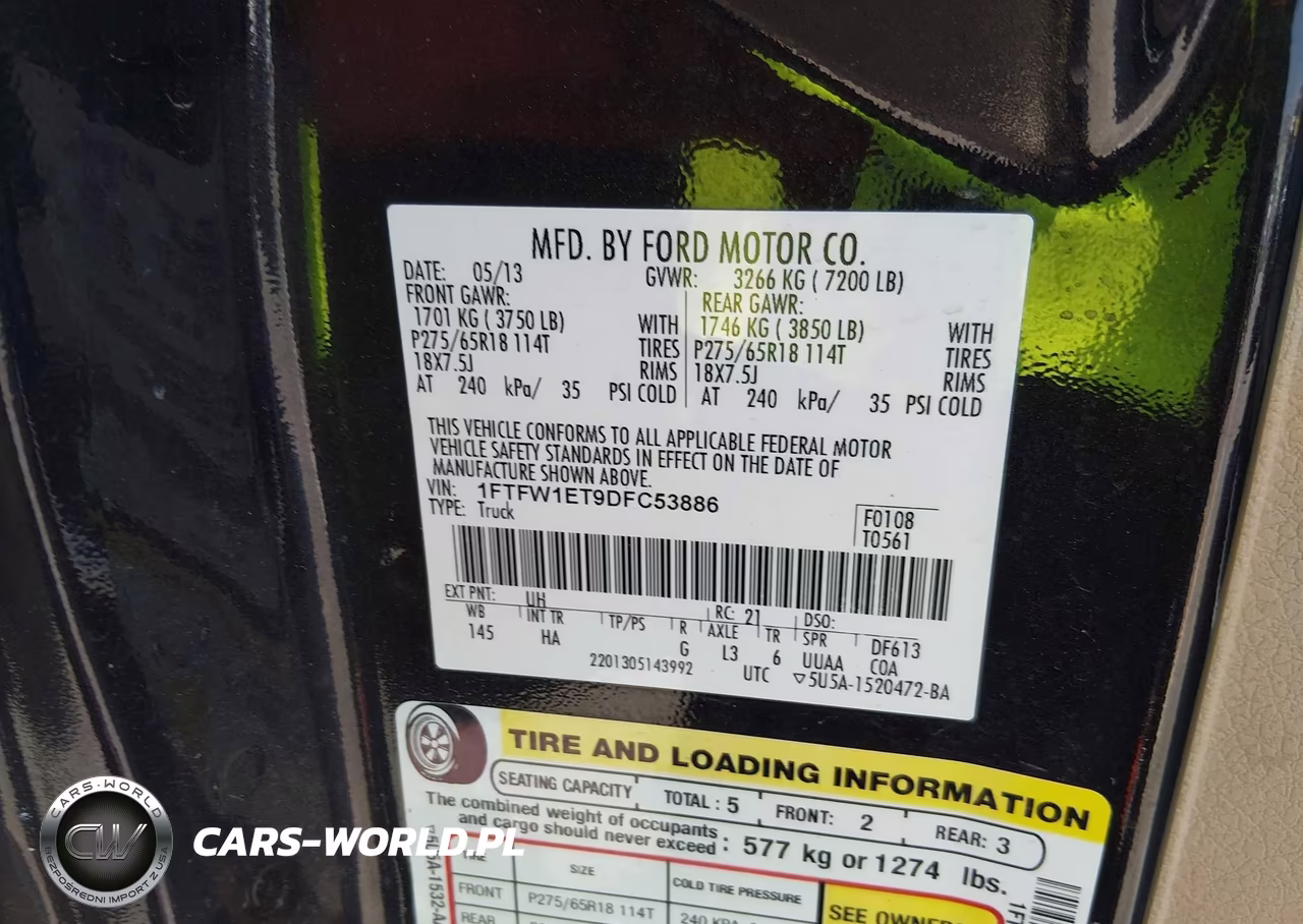 2013 Ford F150 Supercrew VIN:1FTFW1ET9DFC53886 - 9