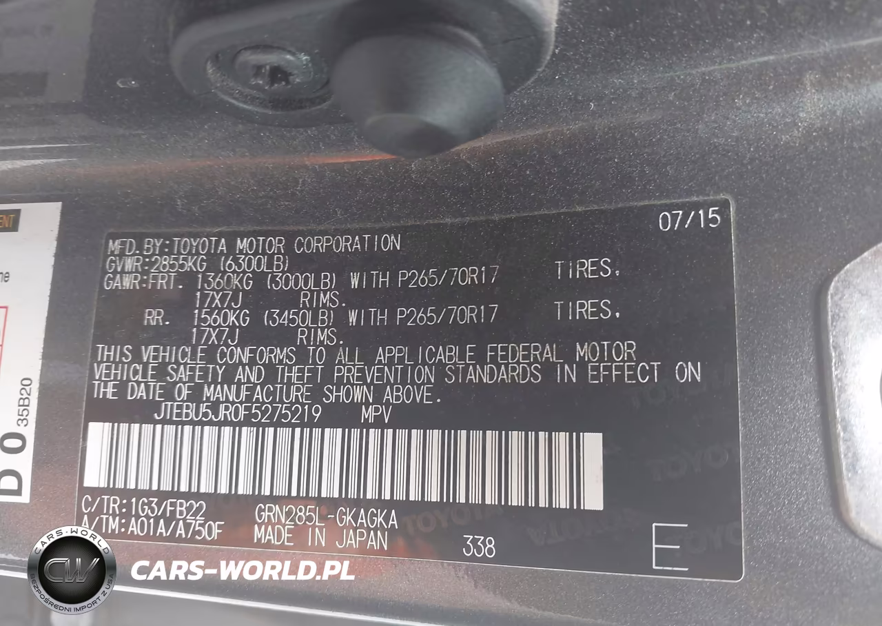 2015 Toyota 4Runner Sr5 VIN:JTEBU5JR0F5275219 - 9