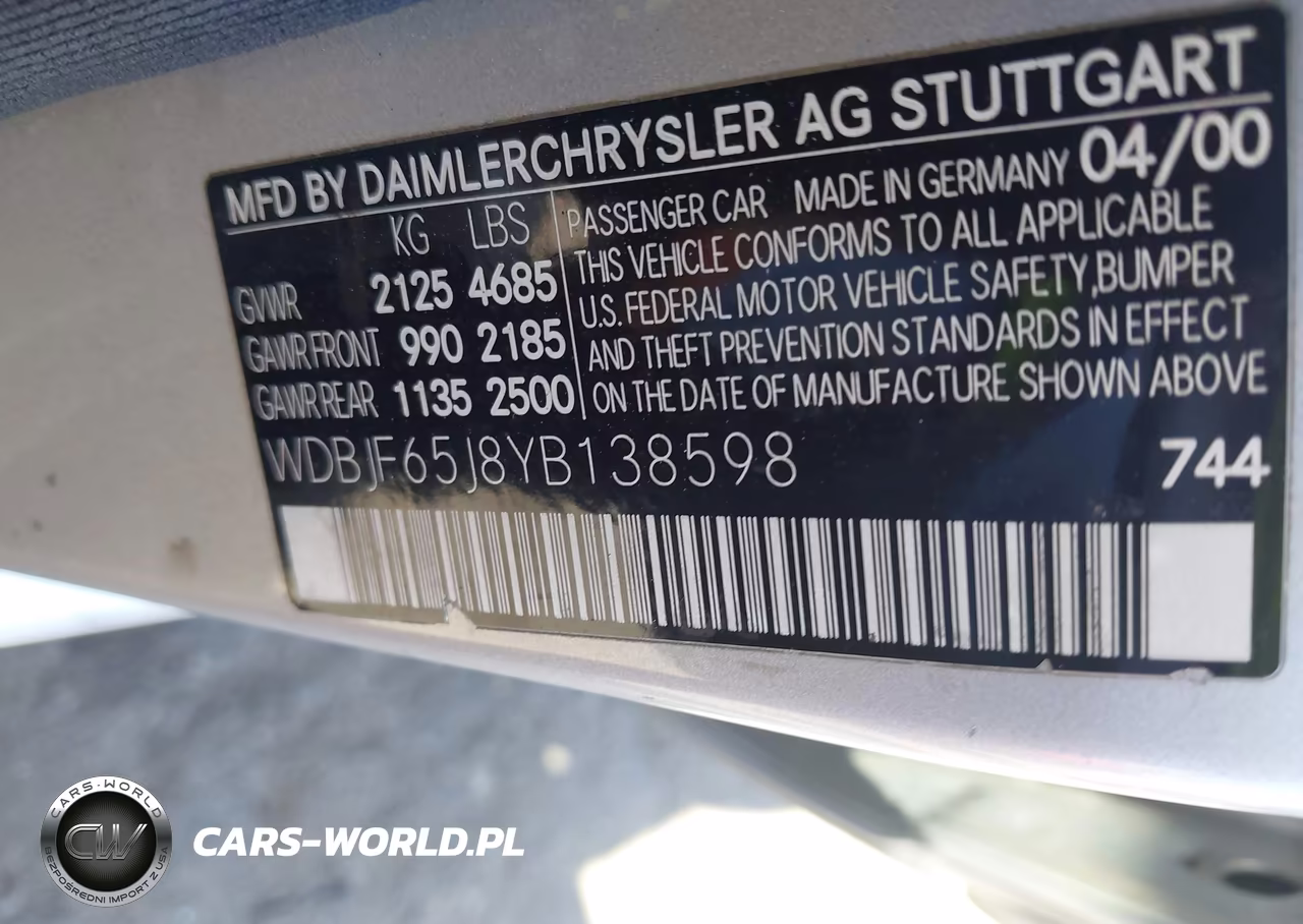 2000 Mercedes-Benz E 320 VIN:WDBJF65J8YB138598 - 9