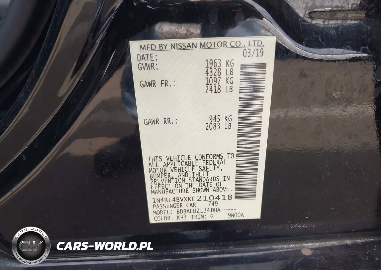 2019 Nissan Altima 2.5 S VIN:1N4BL4BVXKC210418 - 9