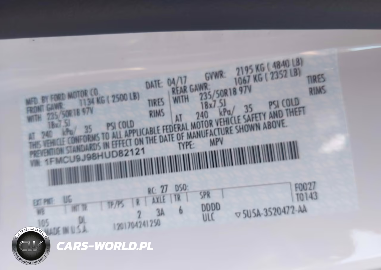 2017 Ford Escape Titanium VIN:1FMCU9J98HUD82121 - 9