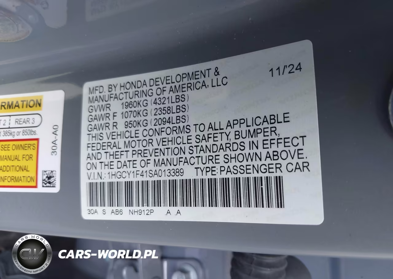 2025 Honda Accord Se VIN:1HGCY1F41SA013389 - 9