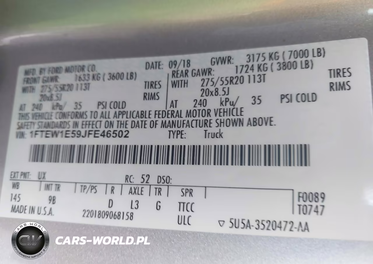 2018 Ford F-150 Platinum VIN:1FTEW1E59JFE46502 - 9