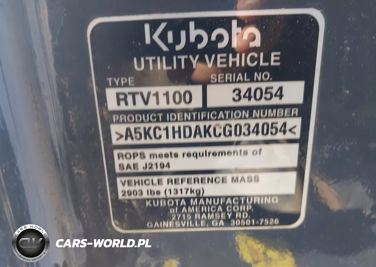 2012 Kubota Rtv 1100 VIN:A5KC1HDAKCG034054 - 10