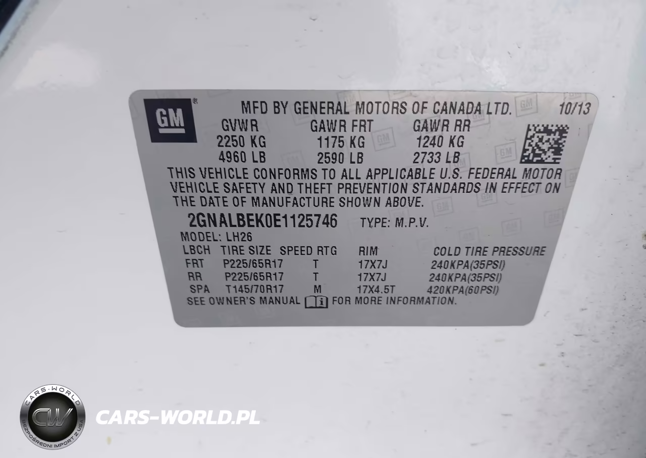 2014 Chevrolet Equinox 1Lt VIN:2GNALBEK0E1125746 - 9