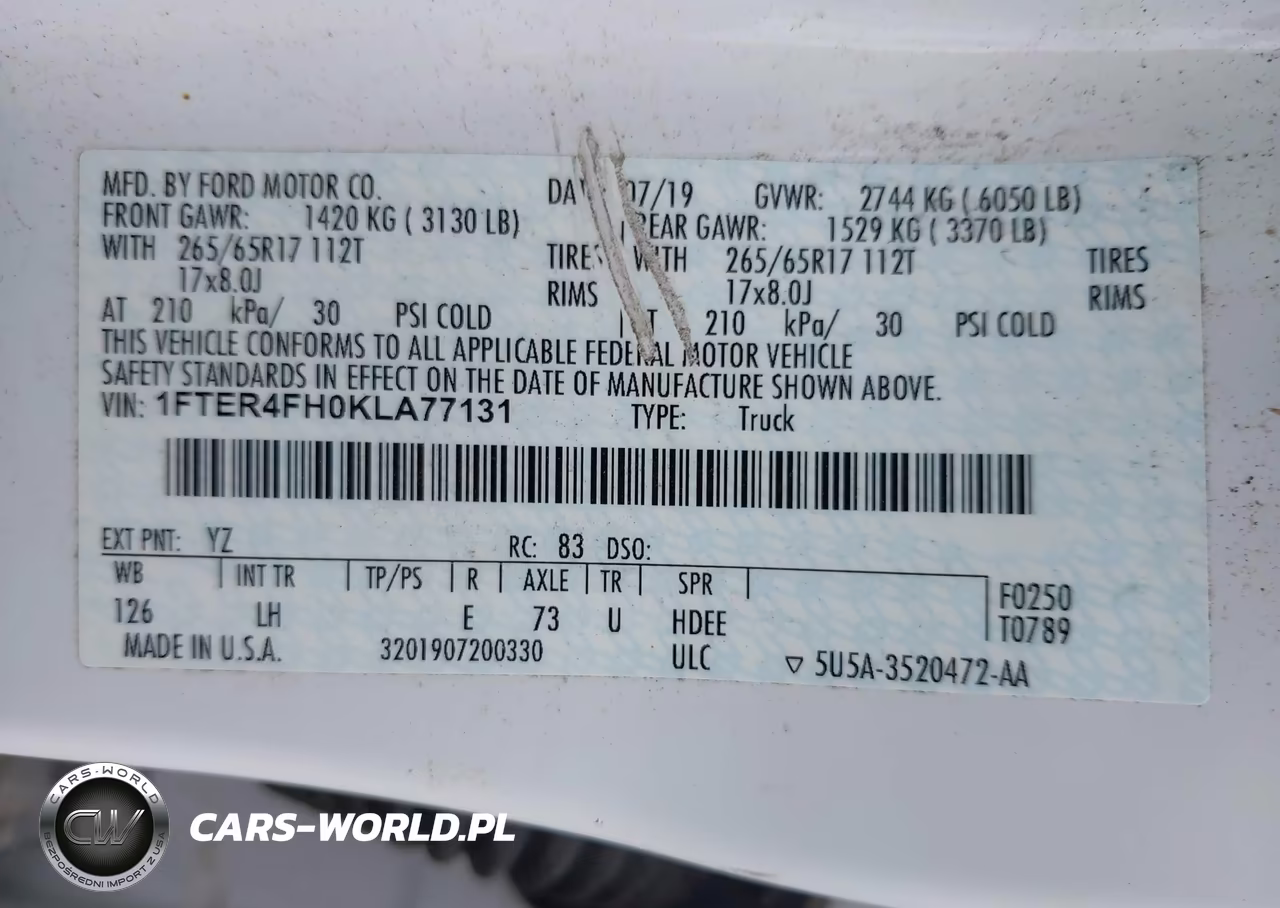 2019 Ford Ranger Xl VIN:1FTER4FH0KLA77131 - 9