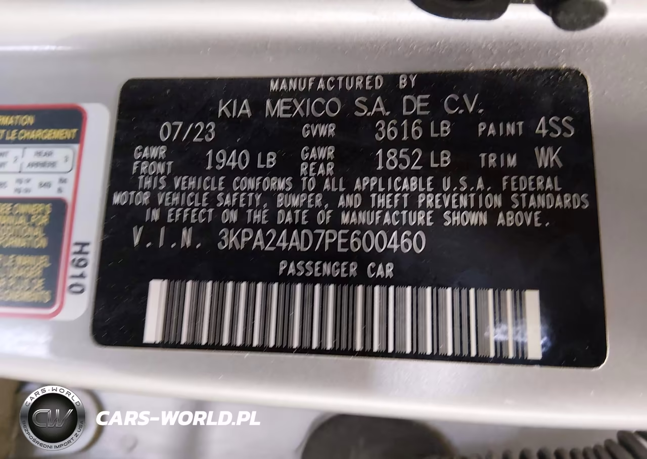 2023 Kia Rio Lx VIN:3KPA24AD7PE600460 - 9
