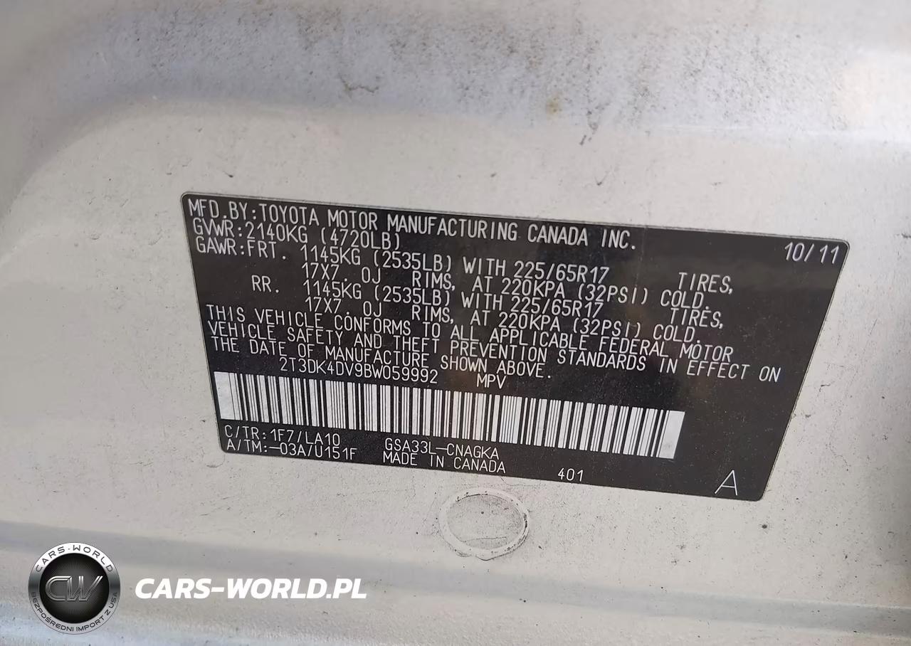 2011 Toyota Rav4 Limited V6 VIN:2T3DK4DV9BW059992 - 9