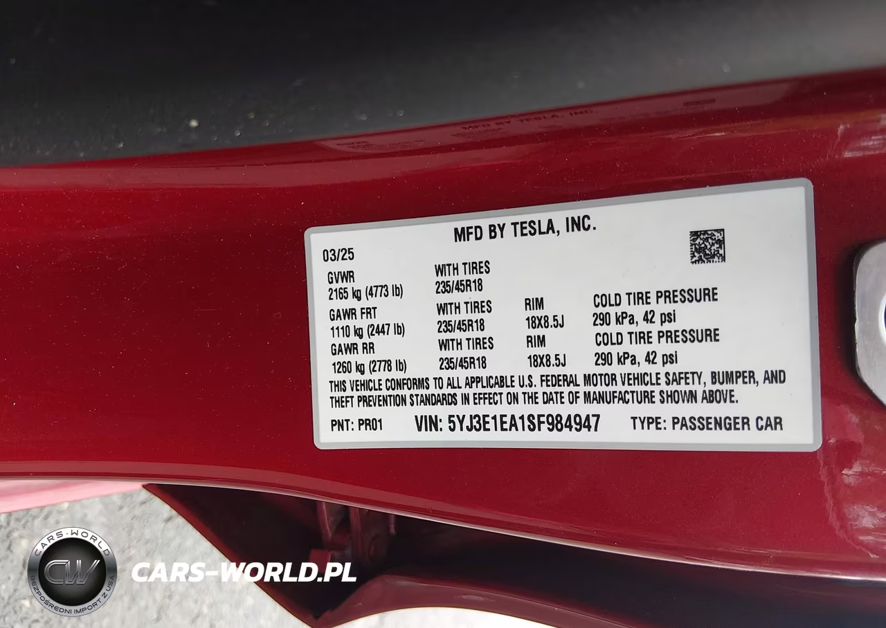 2025 Tesla Model 3 Long Range Rear-Wheel Drive-Standard Rear-Wheel Drive VIN:5YJ3E1EA1SF984947 - 9