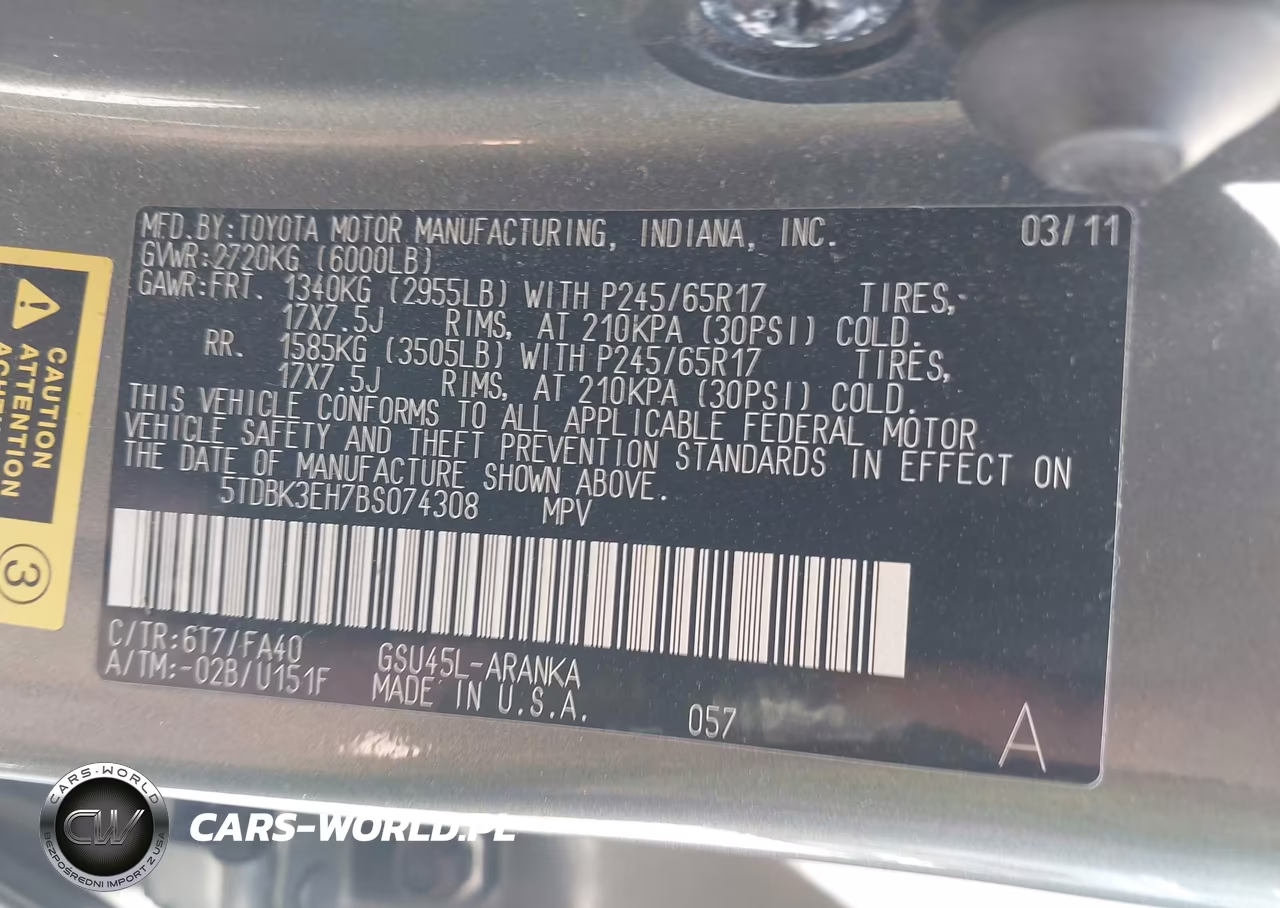 2011 Toyota Highlander Base V6 VIN:5TDBK3EH7BS074308 - 9