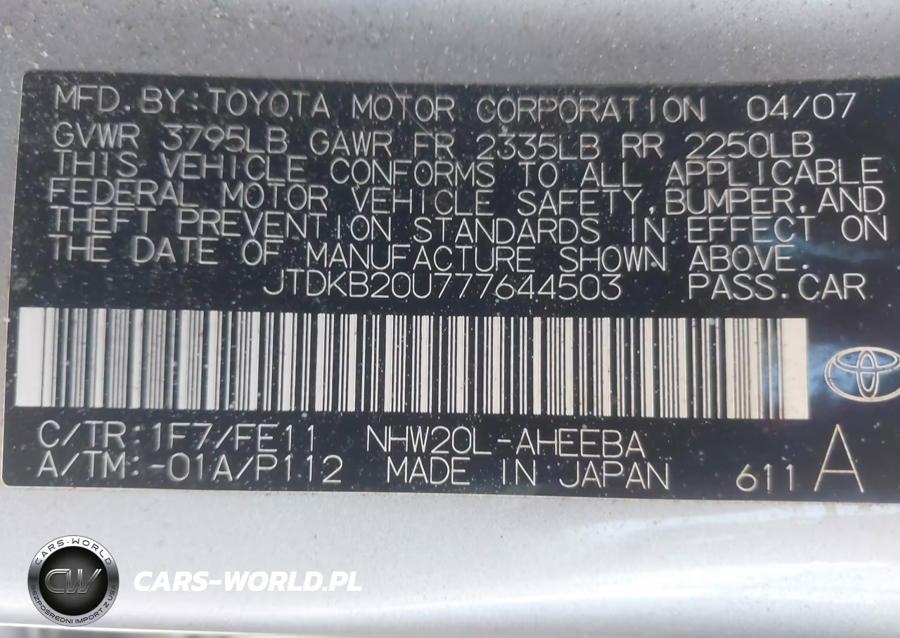 2007 Toyota Prius VIN:JTDKB20U777644503 - 9