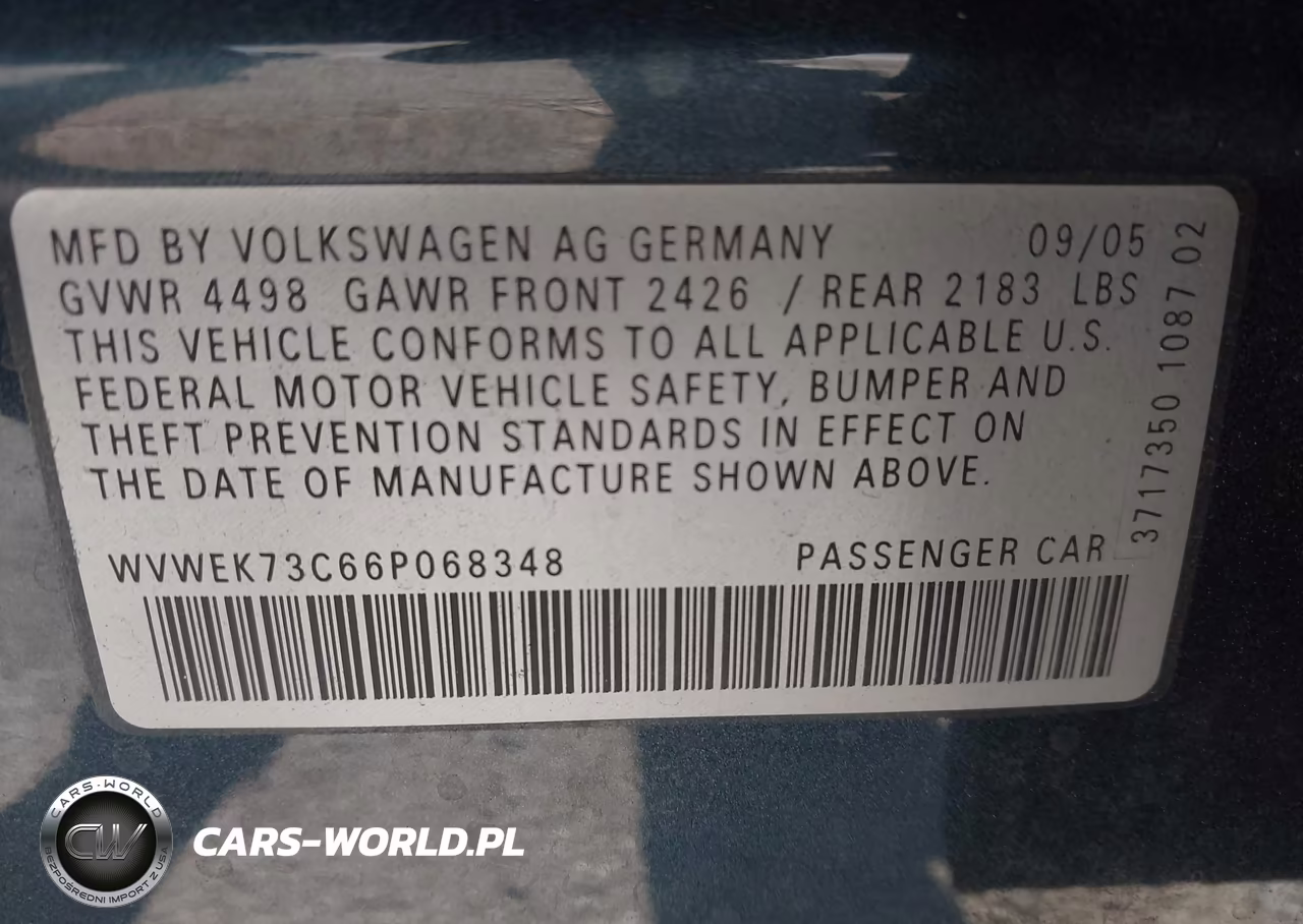 2006 Volkswagen Passat 2.0T VIN:WVWEK73C66P068348 - 9