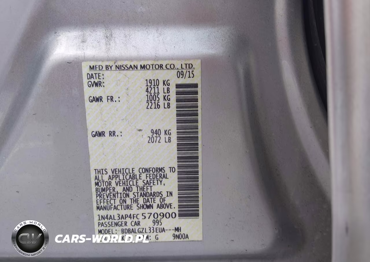 2015 Nissan Altima 2.5 S VIN:1N4AL3AP4FC570900 - 9
