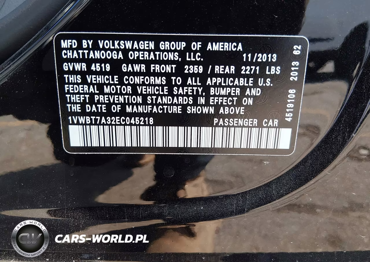 2014 Volkswagen Passat 1.8T Se VIN:1VWBT7A32EC045218 - 9