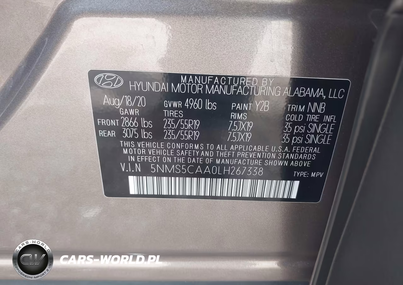 2020 Hyundai Santa Fe Limited 2.0T VIN:5NMS5CAA0LH267338 - 9