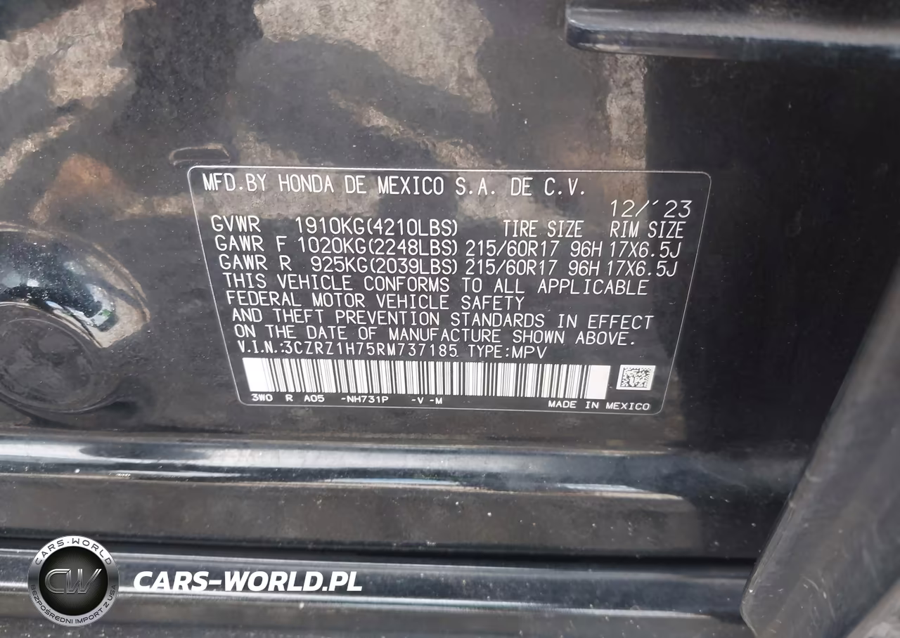 2024 Honda Hr-V 2Wd Ex-L-2Wd Ex-L W-O Bsi VIN:3CZRZ1H75RM737185 - 9