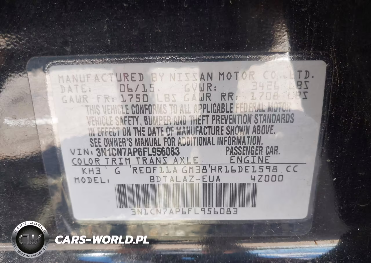 2015 Nissan Versa 1.6 S+ VIN:3N1CN7AP6FL956083 - 9