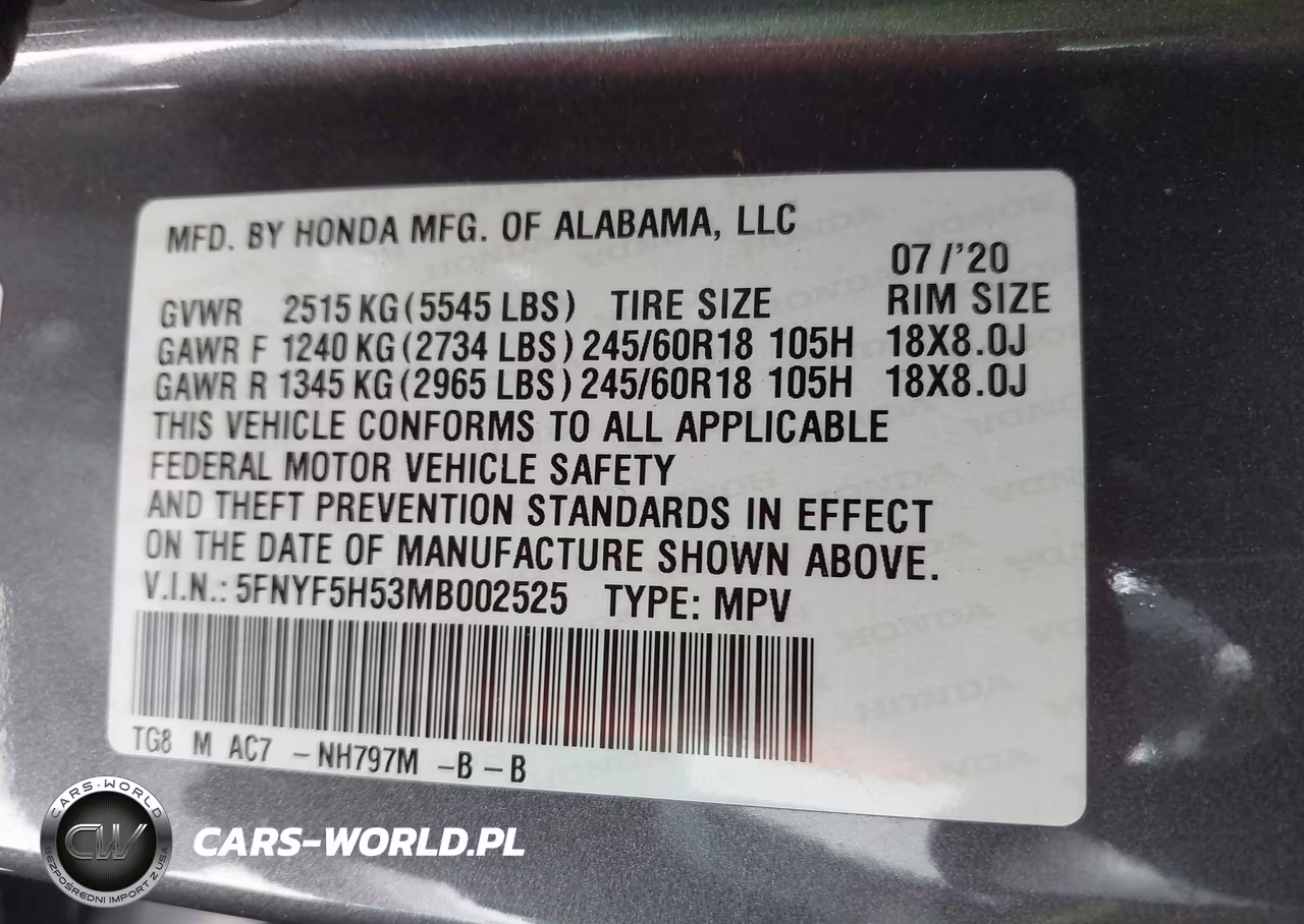 2021 Honda Pilot 2Wd Ex-L VIN:5FNYF5H53MB002525 - 9