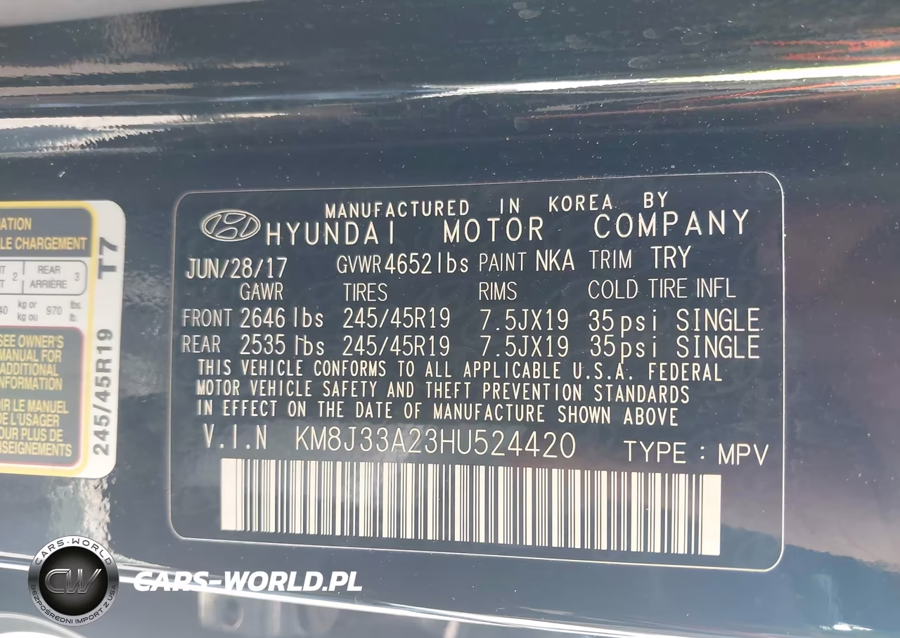 2017 Hyundai Tucson Night VIN:KM8J33A23HU524420 - 9