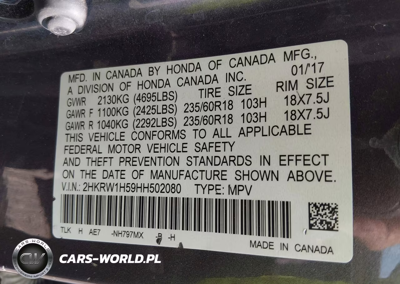 2017 Honda Cr-V Ex VIN:2HKRW1H59HH502080 - 9