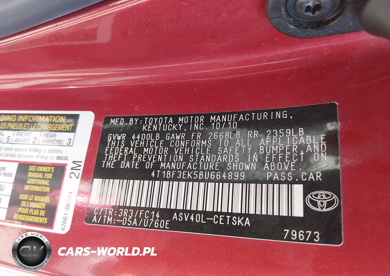 2011 Toyota Camry Se VIN:4T1BF3EK5BU664899 - 9