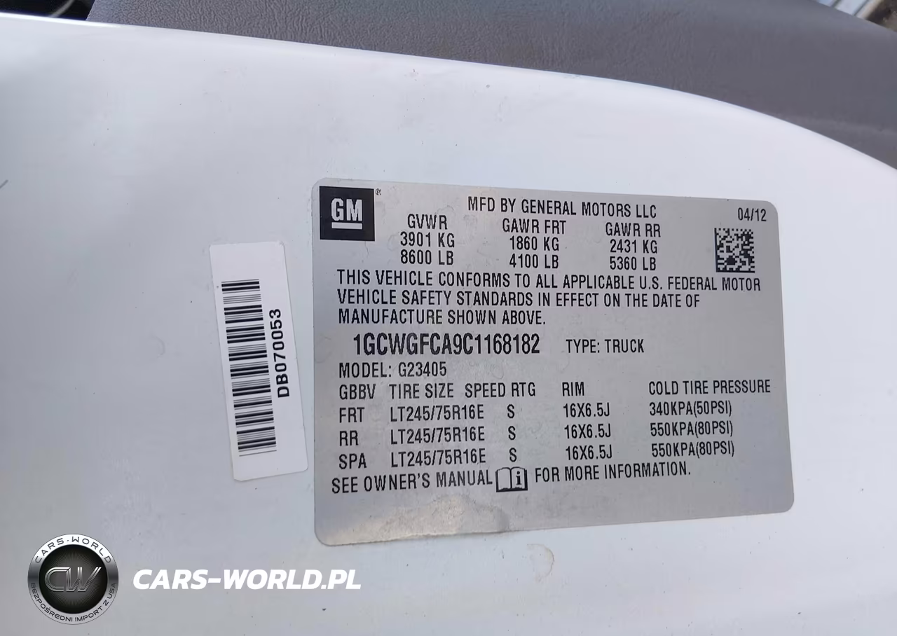 2012 Chevrolet Express 2500 Work Van VIN:1GCWGFCA9C1168182 - 9